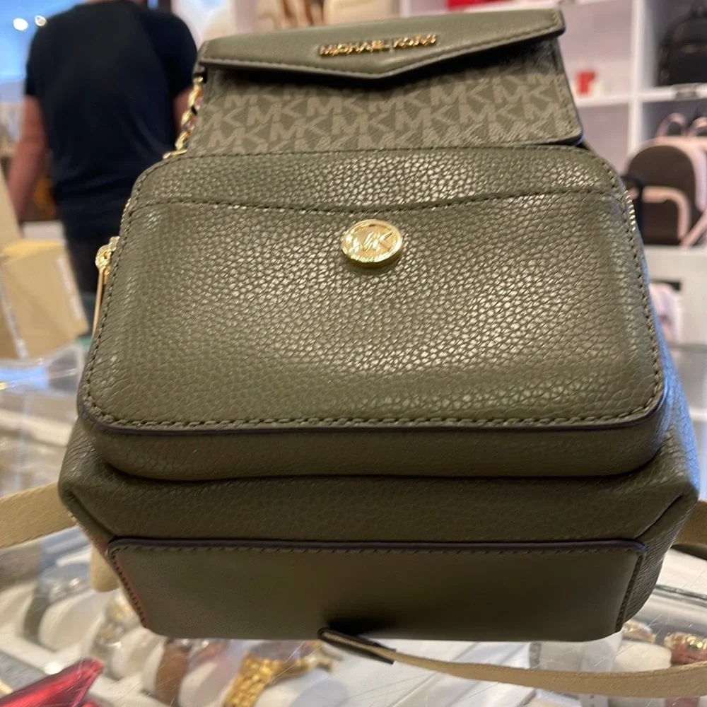 MICHAEL KORS Maisie Extra-Small Pebbled Leather 2-in-1 Backpack Olive NWT